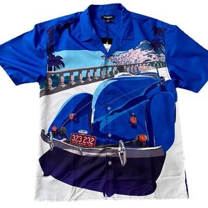 NWT Wearable Art COTE D’AZUR HIGHWAY Retro FRENCH RIVIERA Postcard SHIRT Size XL